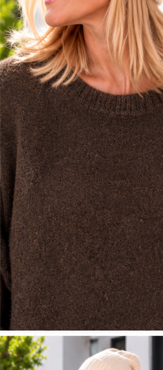 Kuschelig kastiger Pullover - mokka