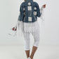 Boho Jeansjacke mit aufwendigen  Details - denim-weiss