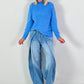 Jeans mit weitem Bein Modell "Loose Fold" - denim