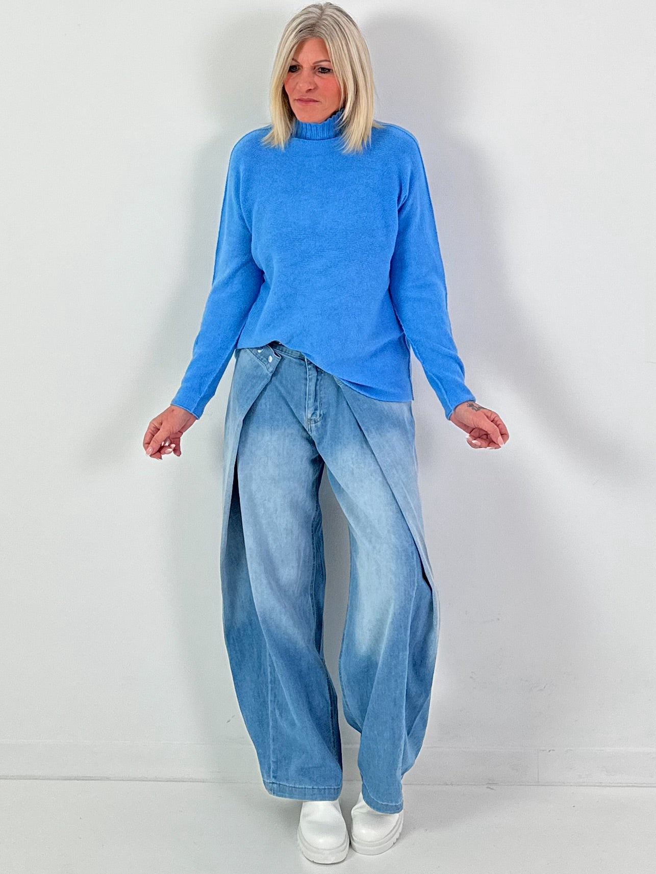 Jeans mit weitem Bein Modell "Loose Fold" - denim