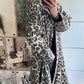 Oversized jas in lederlook, model "Animal Elegance" - wit-multicolour