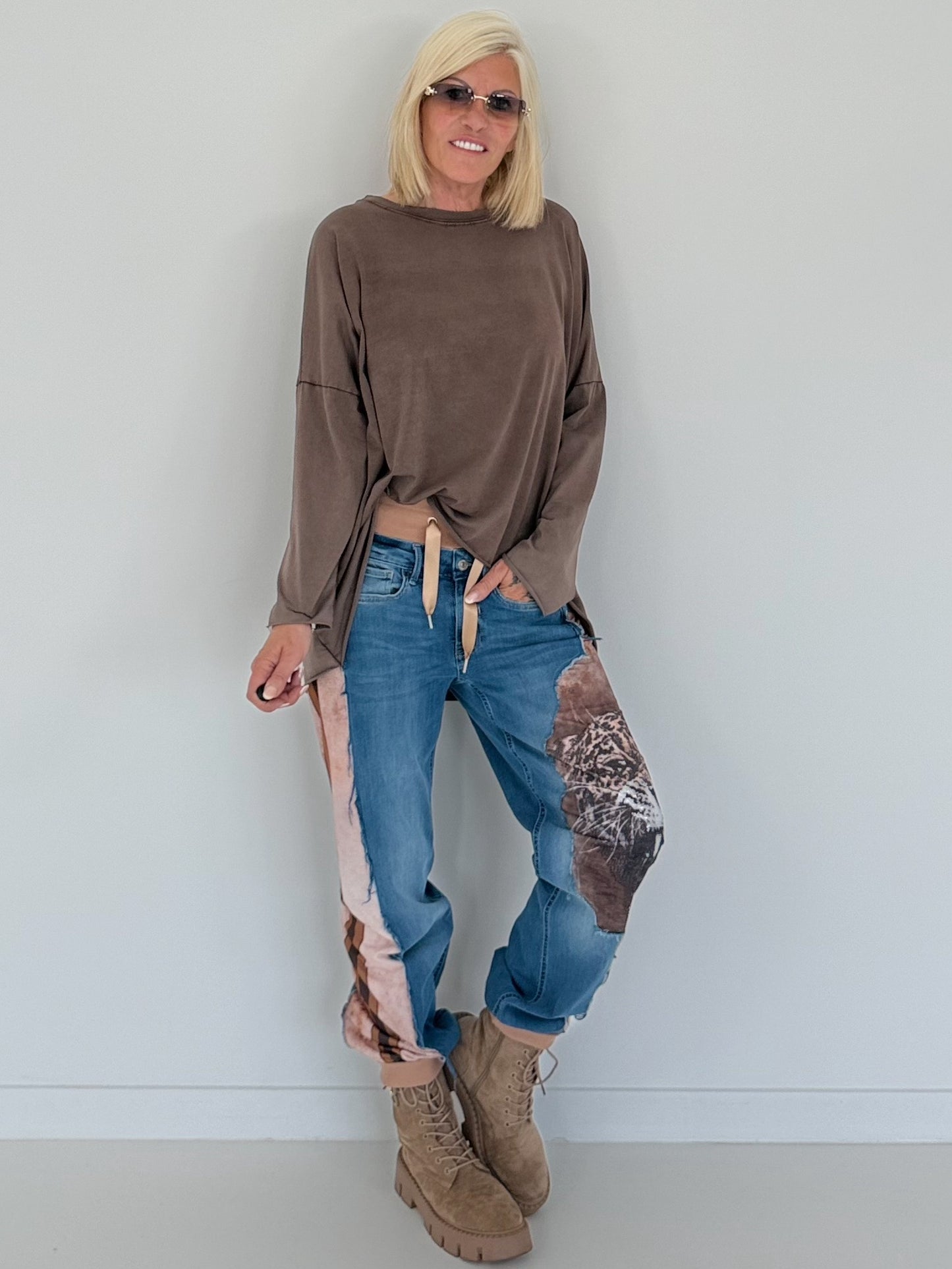 Oversized Shirt stone washed - schoko