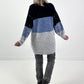 Long pullover model "Block Spark" - blue-multicolour