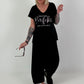 T-Shirt with Statement Print - black