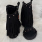 Boho Sandalen mit Fransen - schwarz