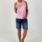 Halter-Neck Top with Allover Pattern - white-pink