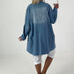 Oversized short coat with eyelets - light blue