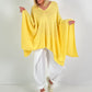 Oversized Sommerstrick Poncho - gelb
