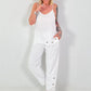 Sweatpants with eyelets - white
