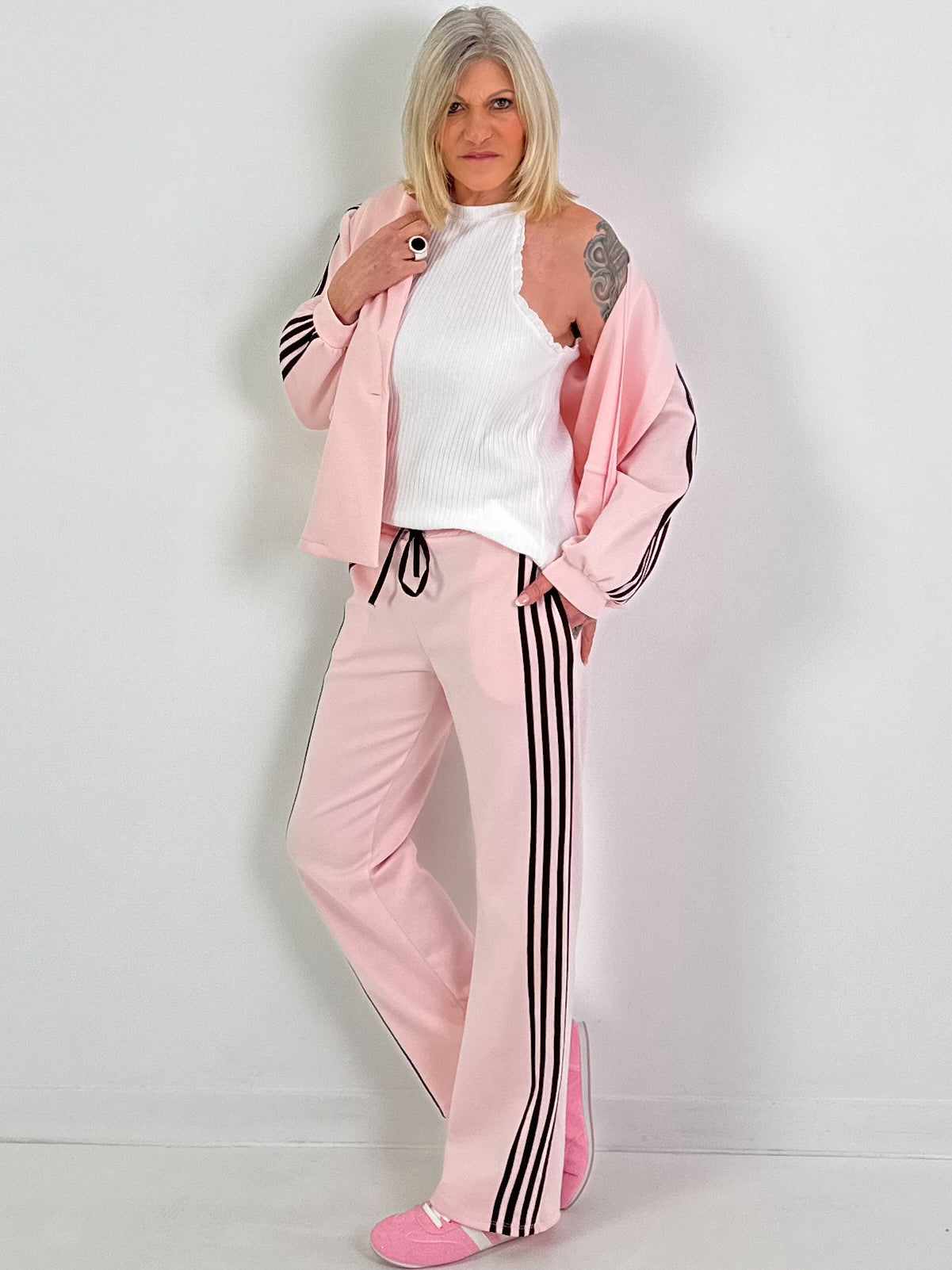 Blazer mit Streifendetails - rosa