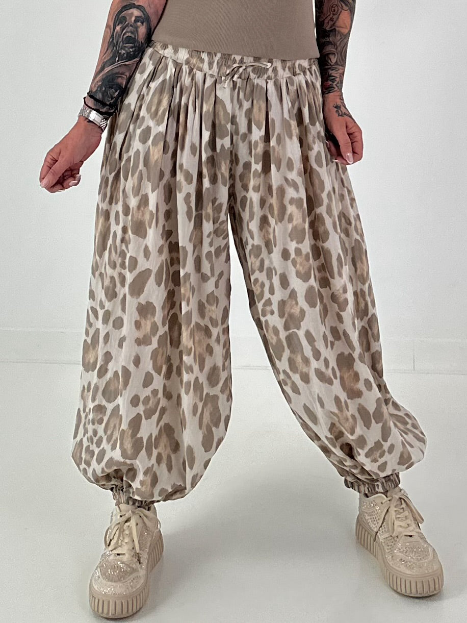 Leichte Pumphose mit stylischem Print  - beige-mehrfarbig