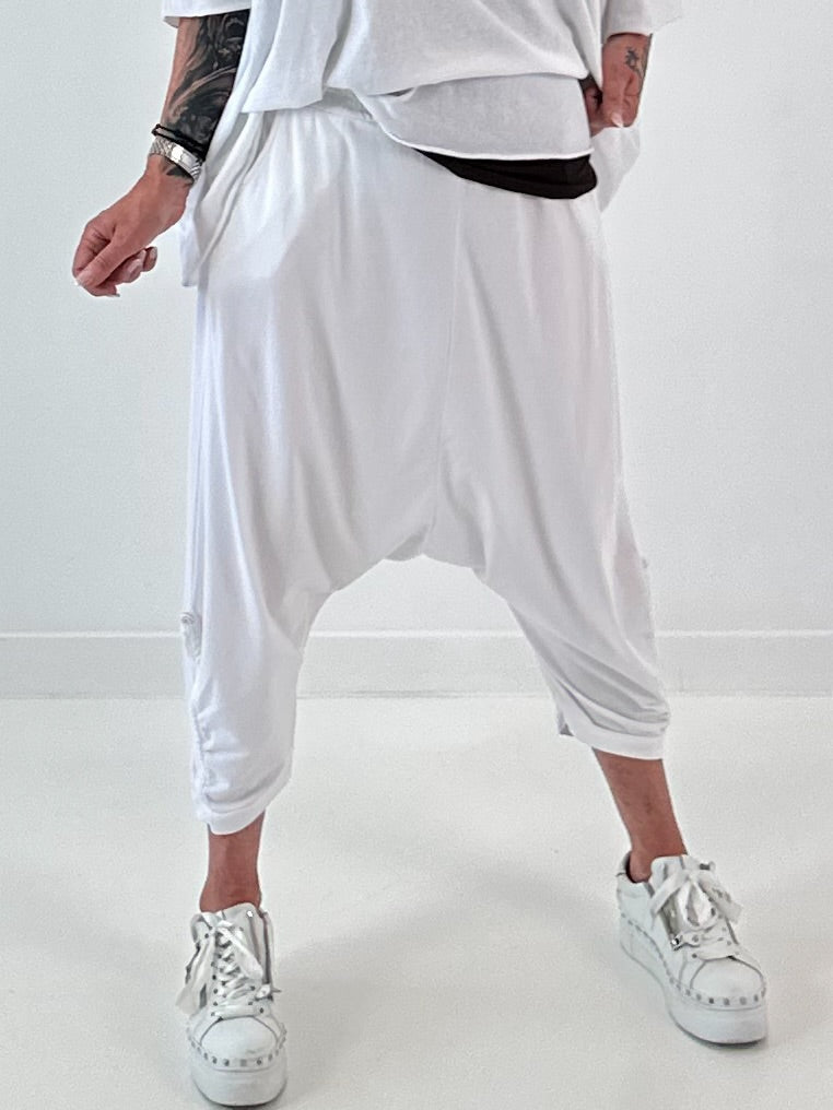 Sweatshirt Baggy met pijpverzameling - wit