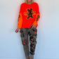 Grobstrickpullover mit Sweatärmeln - neonorange