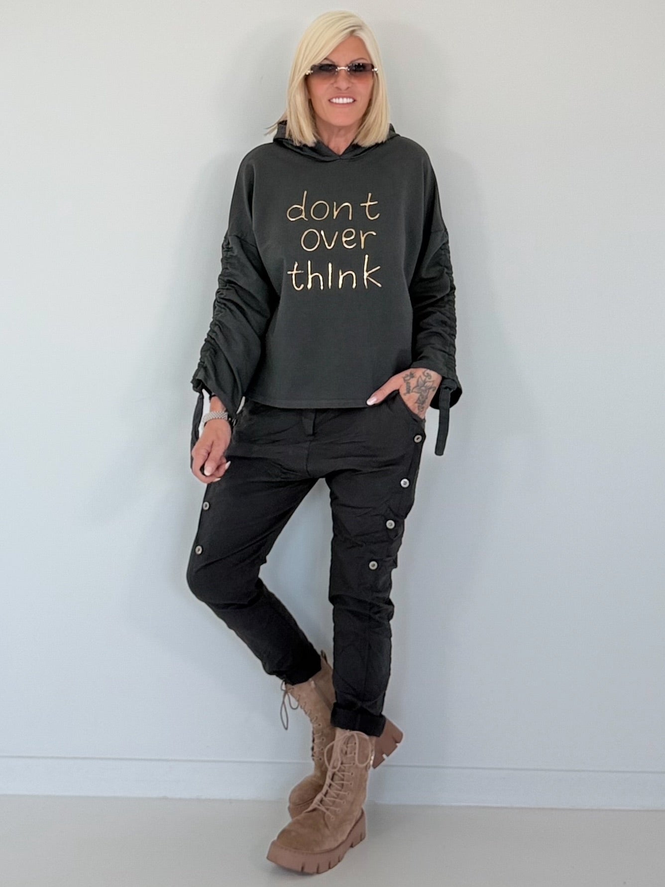Hoodie Don´t Overthink - anthrazit