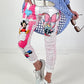 Hose mit Print-Mix und Comicmotiven - weiss-pink-mehrfarbig