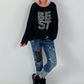 Destroyed Jeans mit aufwendigen Details - denim