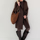 Genuine leather bag with elaborate details - brown
