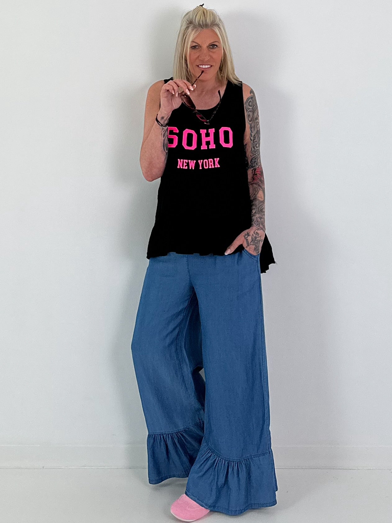 Top with Flounce SOHO - black