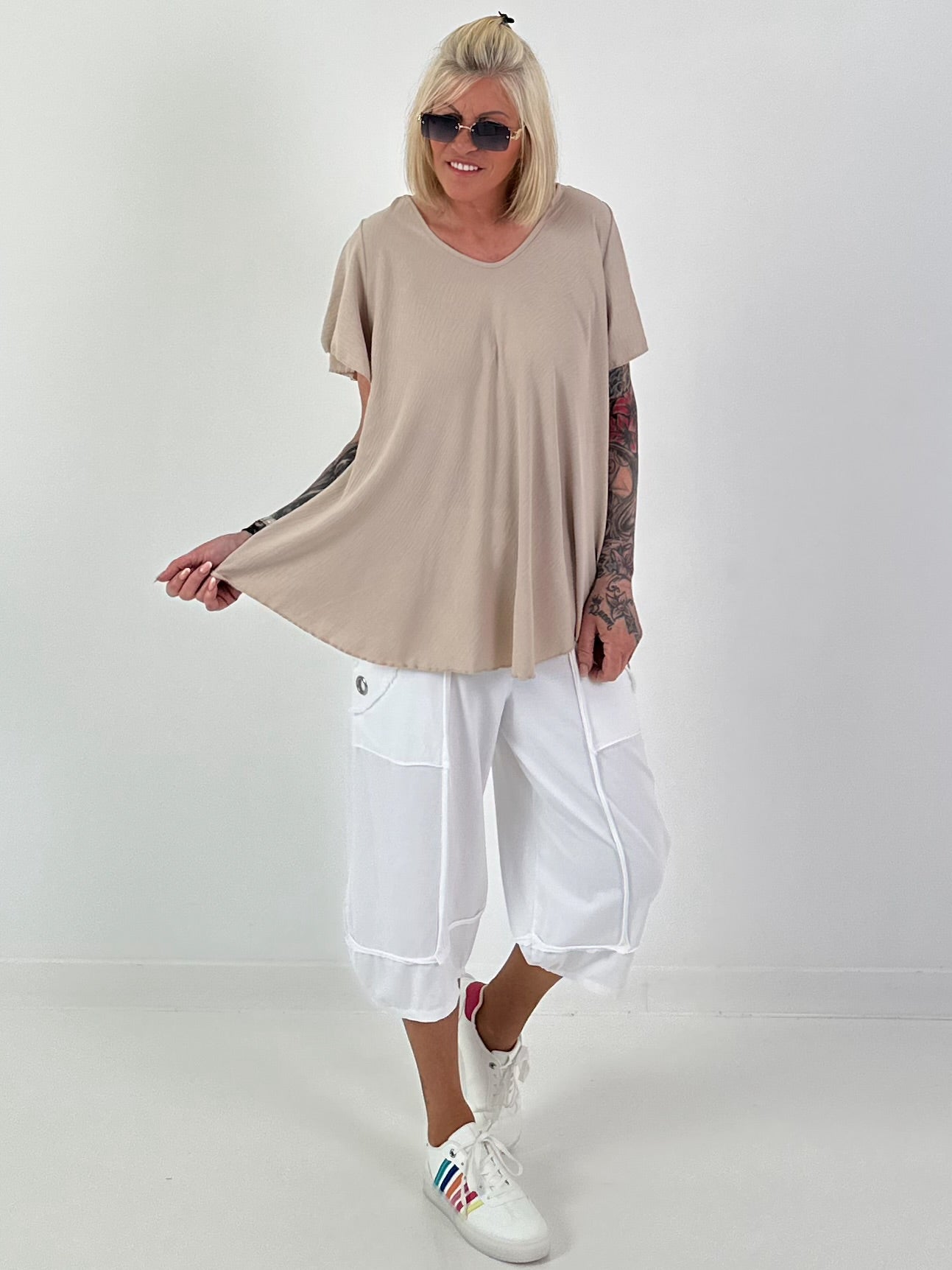 Light structured T-shirt - beige
