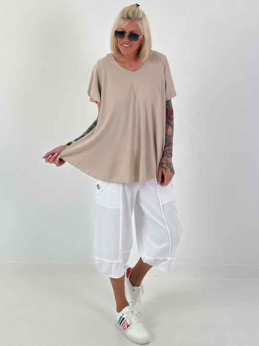 Light structured T-shirt - beige
