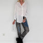 Hemdbluse mit Strukturstreifen - weiss