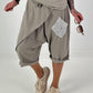 Kurze Leinen Baggy mit Überwurf und Paillettendetails - taupe