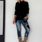 Strickpullover mit Turtleneck - schwarz