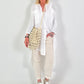 Long linen blouse with eyelet embroidery - white