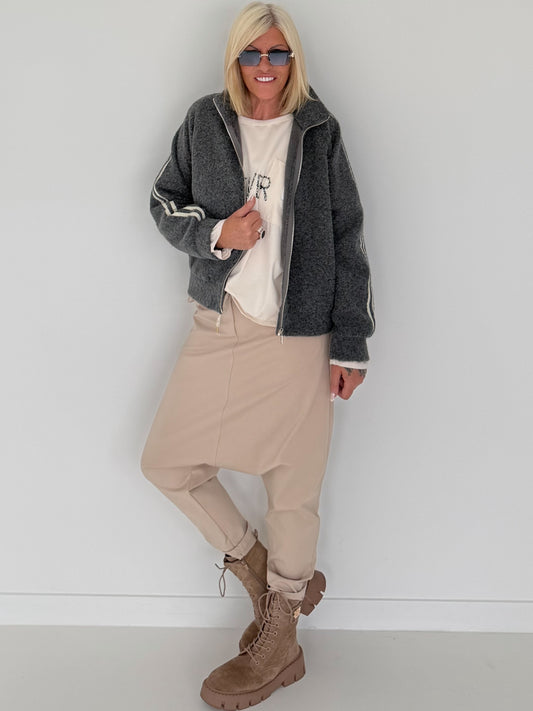 Jacke mit Streifen-Details - grau