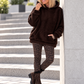 Hoodie in Teddy-Curl-Optik - mokka