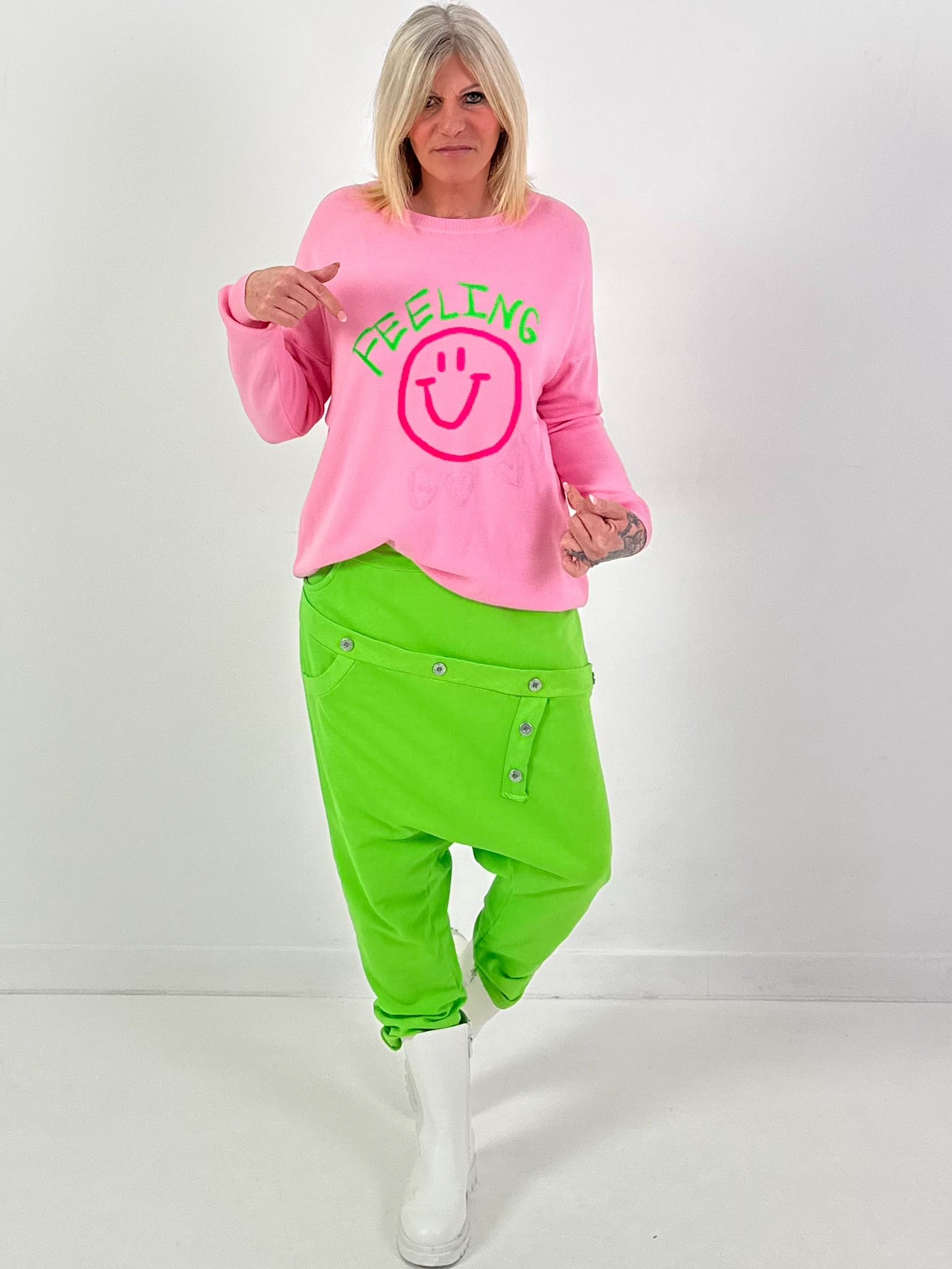 Strickpullover Modell "Feeling Good Vibes" - rosa