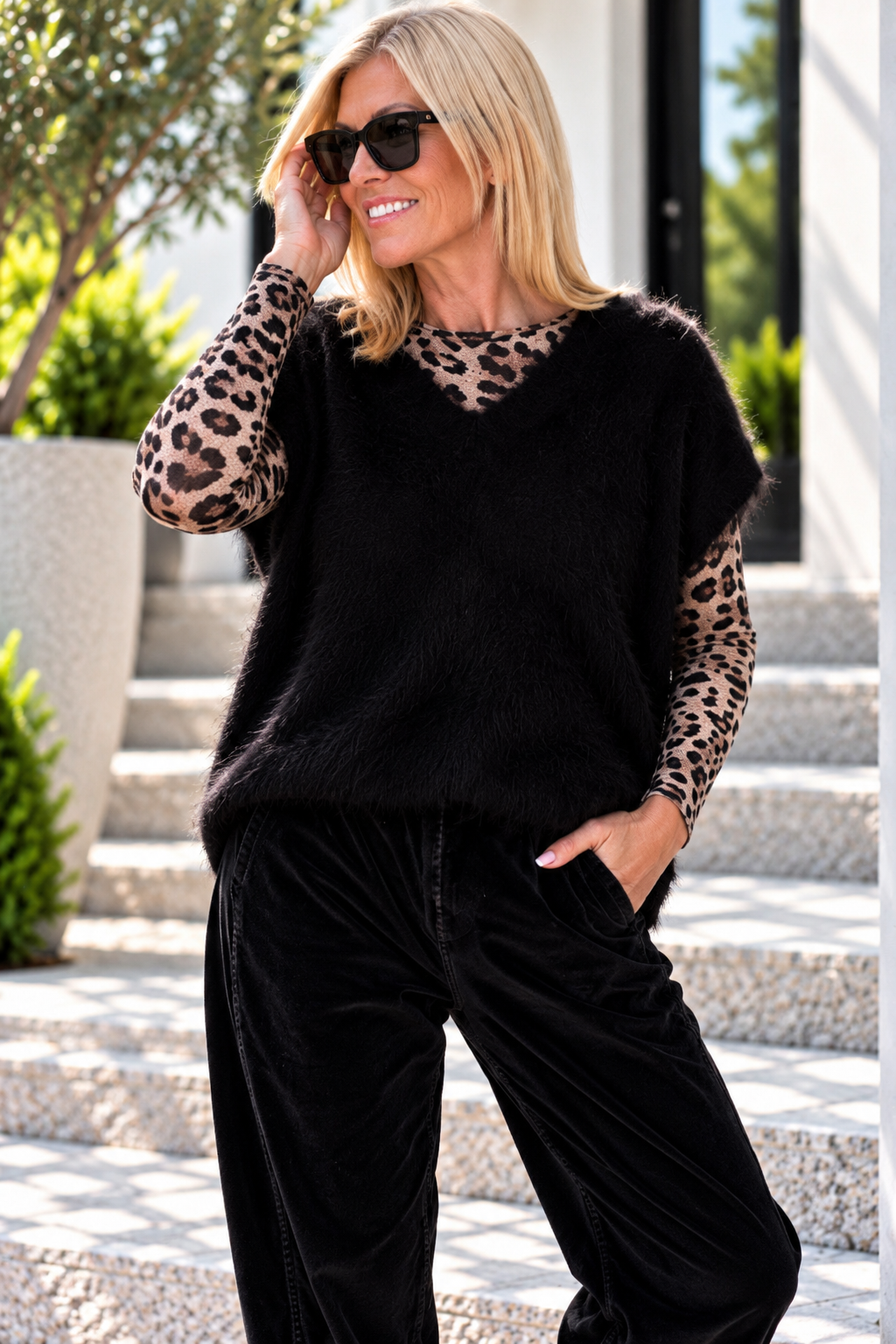 Fluffy turtleneck - black