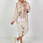 Jeansjacke in Destroyed Optik - beige