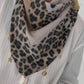 Dreieckstuch mit Mustermix und Charms - beige-leo-mehrfarbig