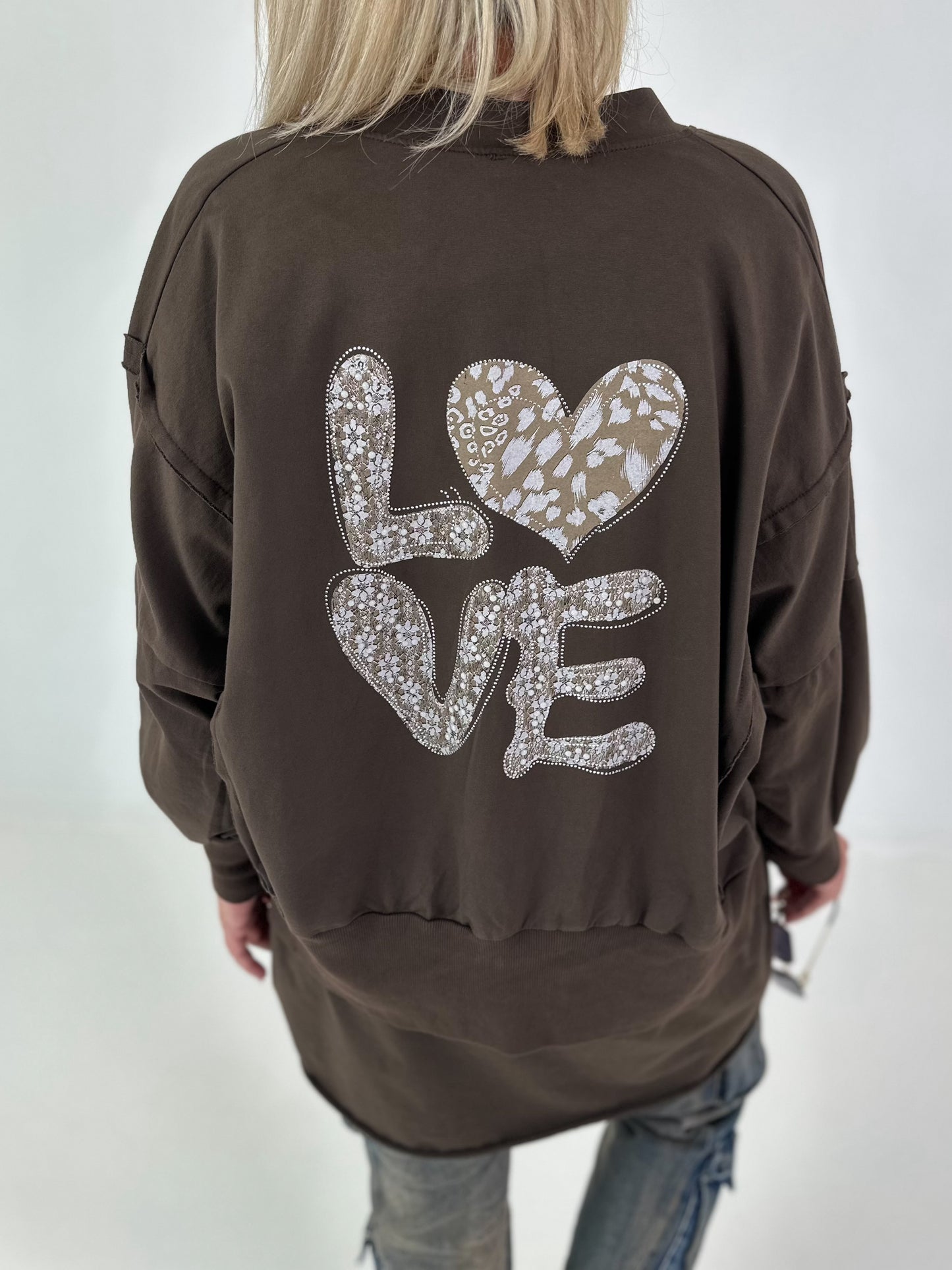 Jacke mit Rückenprint - mokka