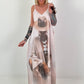 Long dress with a printed design and side pockets - beige-multicoloured