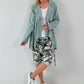 Fancy linen jacket with side lacing - khaki