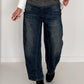 Jeans mit Leo-Print und Jeans-Latz - denim
