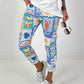 Hose mit All-Over Print-Mix - hellblau-mehrfarbig