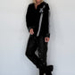 Hemdbluse mit Lederoptik-Elementen und Statement-Patch - schwarz