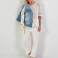 Trousers with wide pleats - white