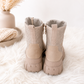 High-top sneakers in a suede look with rhinestones - beige