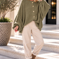 Kuschelige Oversized Strickjacke mit Außennähten - oliv