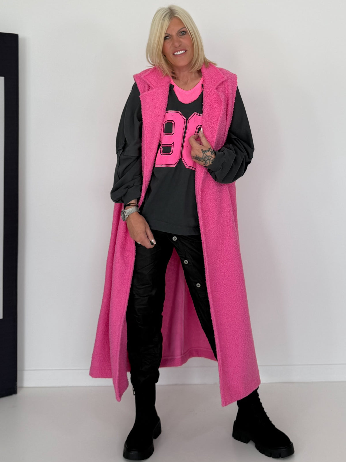 Bouclé Longweste - candypink