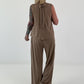 Two-piece set with bow detail - taupe