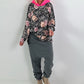 Hoodie mit Neonkapuze und Print - anthrazit-mehrfarbig
