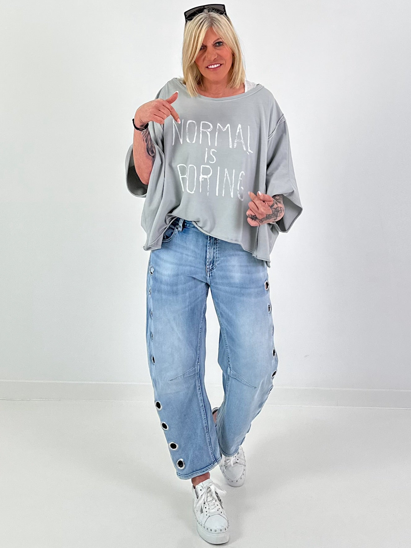 Oversized Shirt Normal is Boring - Grey