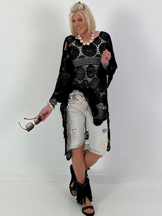 Crochet Tunic with Pattern - Black