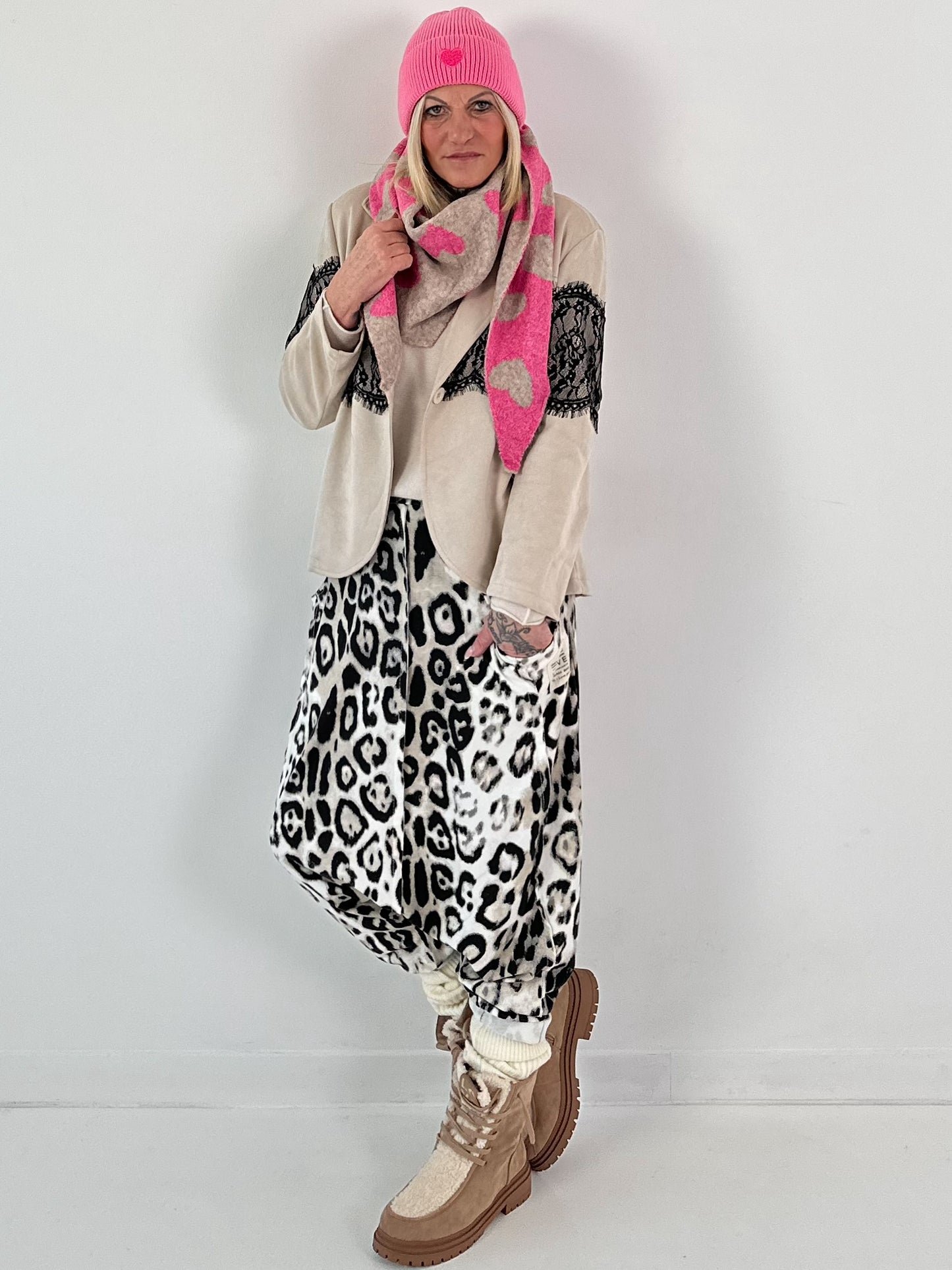 Suède-look blazer model "Lace Line" - beige