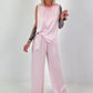Two-piece set in a satin look - pink